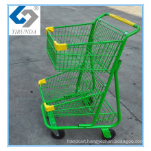 Green Double Basket Shopping Trolley with Good-Use